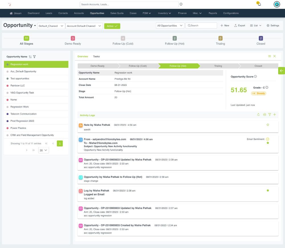 CRM in an E-commerce system